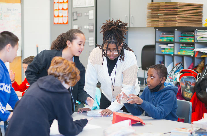 Elementary Education major Shamaria Stikes worked with students at Veterans Park Elementary School last year in preparation for a career as a teacher. 