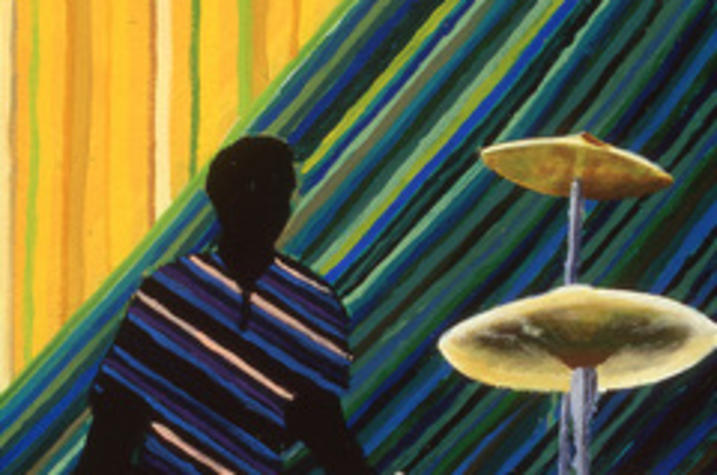 Painting of person playing the drums