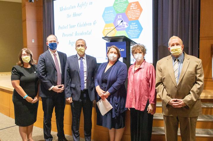 Representatives from Kentucky Children's Hospital, KIPRC, Kosair Charities and state officials unveiled the medication safety bags.