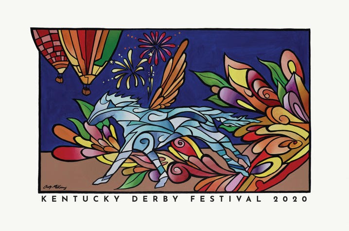 photo of Kentucky Derby Festival poster "Pegasus in Bloom" by Casey McKinney