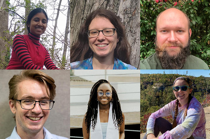 2022 Paul Edwin Potter interns (clockwise from top left) Dilni Abeyrathne, Alex Arimes, Russel Rogers, Ellie Stevens, Alex Thomas and Zachary Walton. 