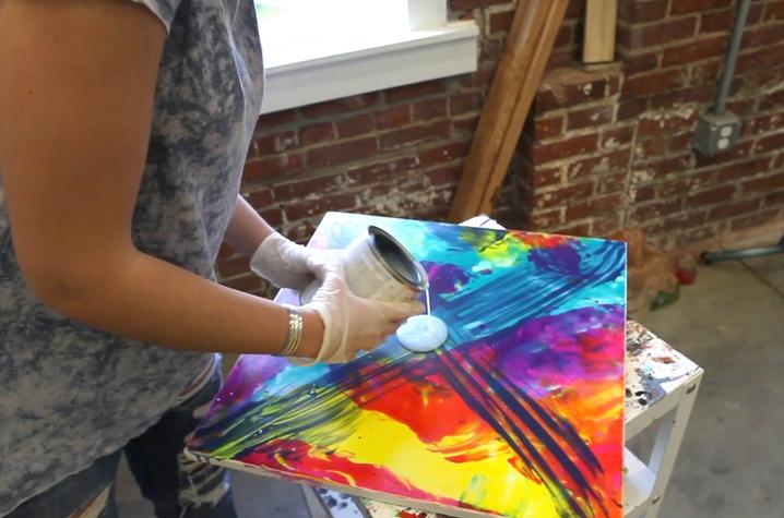 photo of student working in Fine Arts Institute painting class