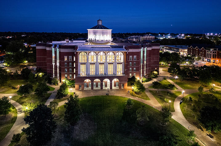 William T. Young Library at night