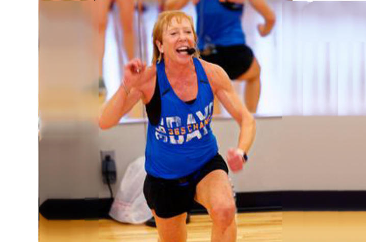 Lisa Hall teaches a fitness class.