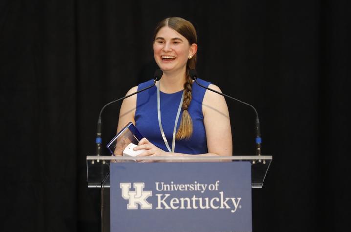 photo of Mary Margaret Zrull giving talk on her undergraduate research