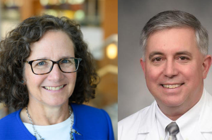Side-by-side portrait pictures of Drs. Barbara Nikolajczyk and Simon Fisher (right). 