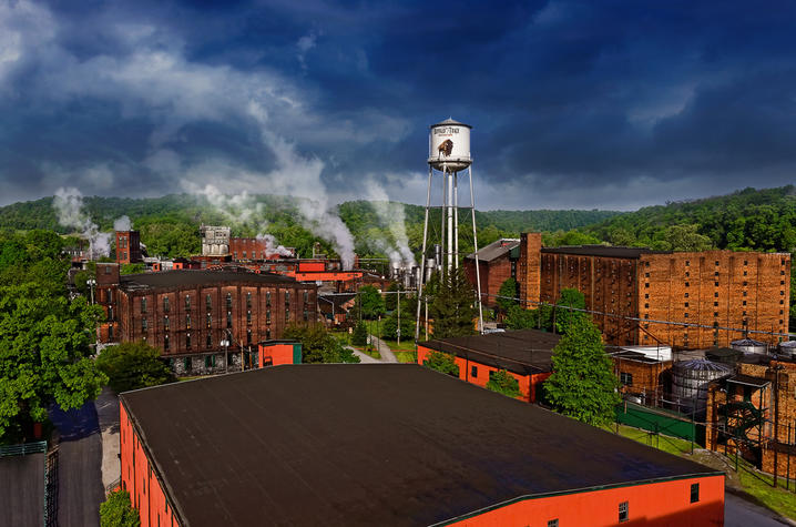 Image of Buffalo Trace Distillery buildings with water tower