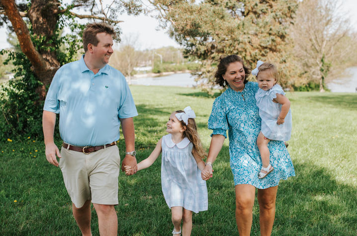 Anne Sydney Parrish pictured with husband and daughters.