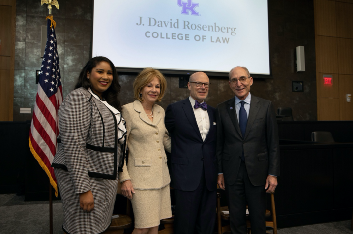 (left to right) Chynna Hibbitts, Dianne Rosenberg, J. David Rosenberg and President Eli Capilouto