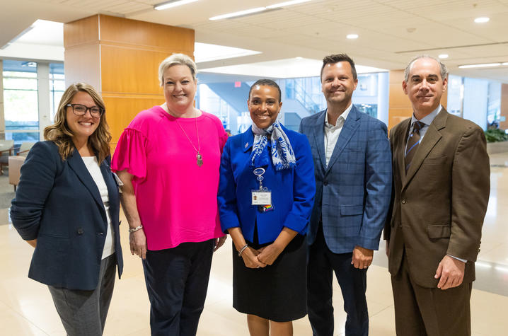 Left to right: Holly McCombs (FCPS), Rachel Baker (FCPS), Tukea Talbert (UK HealthCare), Ryan Henson (OVR) and Eric Monday (UK HealthCare). 