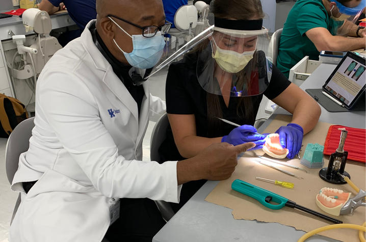 Dr. Richardson works with Rebekah Mobley, a first-year dental student in UKCD.