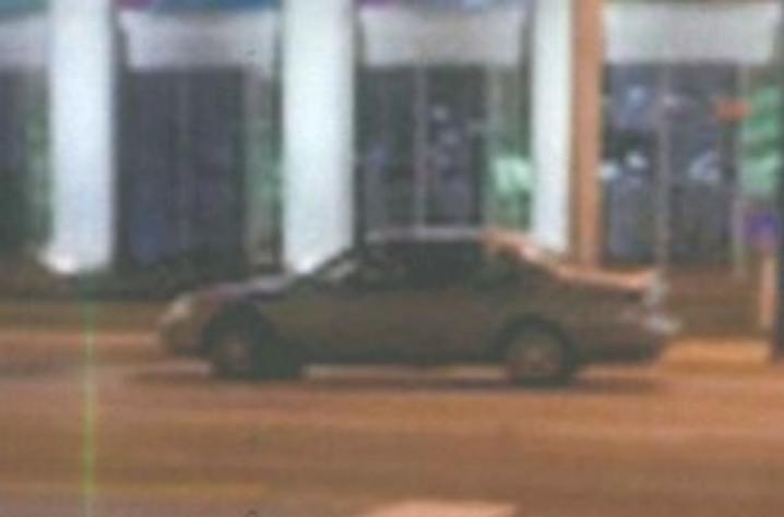 Suspect left the scene in an early 2000s gold Toyota Camry. Photo from a safety camera on campus.
