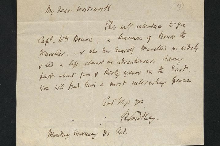 photo of Robert Southey letter to William Wordsworth