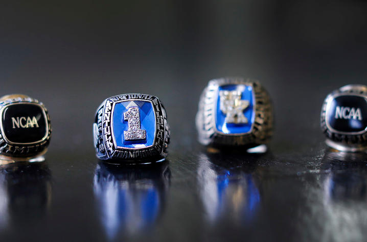 This is a photo of Cameron Mills' NCAA Title Rings. 