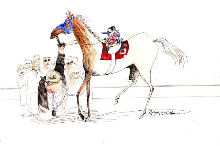 photo of illustration "The Kentucky Derby is Decadent and Depraved" by Ralph Steadman