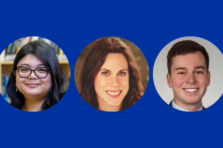 Left to right: Mariel Bello, Ph.D., Allison Glasser, Ph.D., and Daniel McCalley, Ph.D.