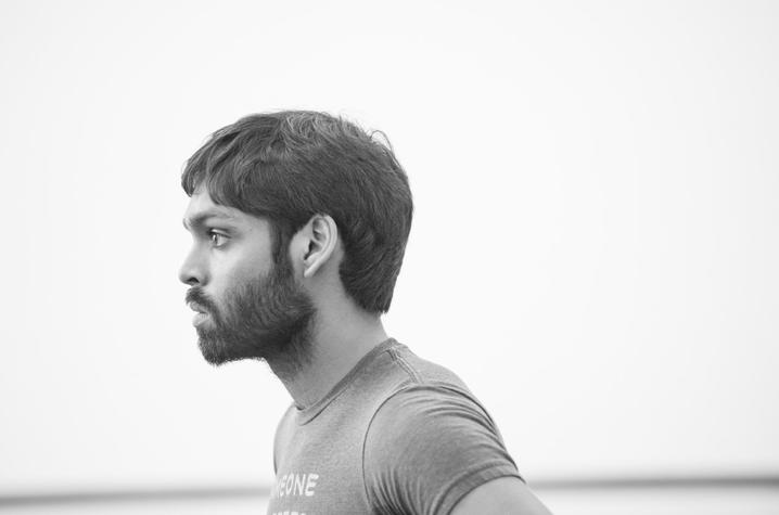 black and white photo of Sanjay Saverimuttu