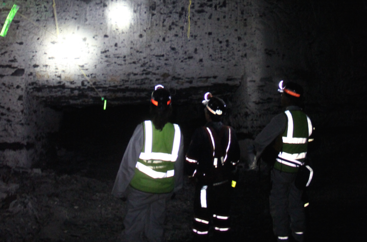 Researchers inside coal mine