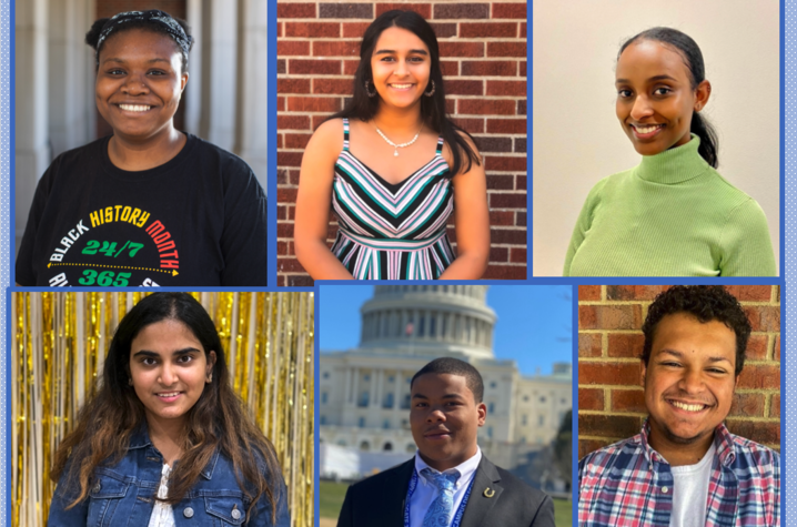 Top row: Princess Major Agbozo, Riya Patel and Meron Lemma. Bottom row: Sai Yalla, Jerron Thomas and Michael McLeod.