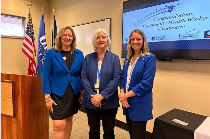 L-R: Krista Hensel, CEO, UnitedHealthcare Community Plan of Kentucky; Dr. Fran Feltner, Director, UK CERH; Whitney Allen, Director of Clinical Quality, UnitedHealthcare Community Plan of Kentucky. Photo provided by Beth Bowling. 