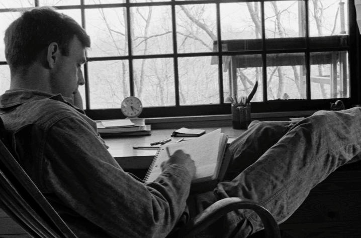 photo of Wendell Berry at his writing desk - "Look and See"