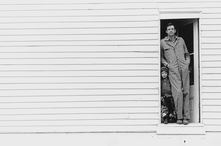 photo of Wendell Berry and child in door - "Look and See"