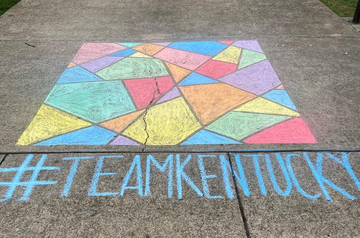 photo of #TeamKentucky chalked sidewalk - In This Together