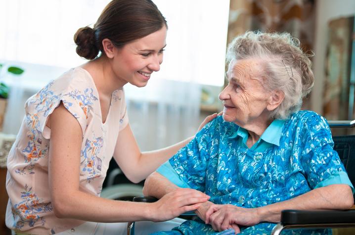 photo of caregiver and elderly woman
