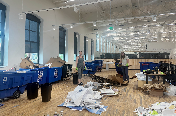 Turner and Skeeters conduct the waste audit for the project. Photo provided. 