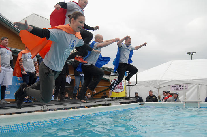 photo of UKPD officers polar plunging