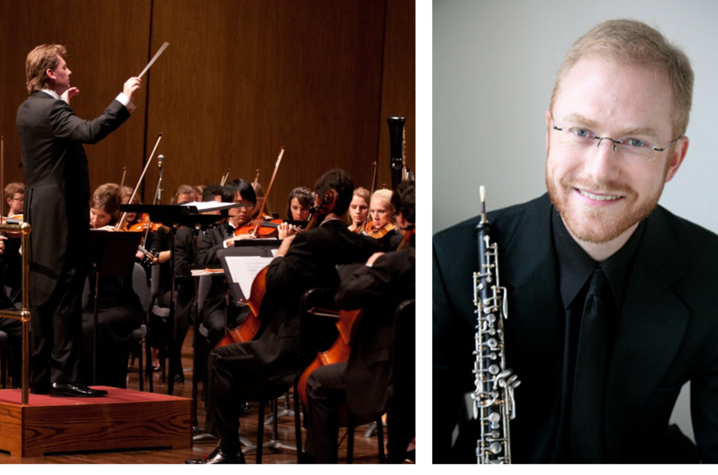 photos of UK Symphony Orchestra and oboist Dwight Parry
