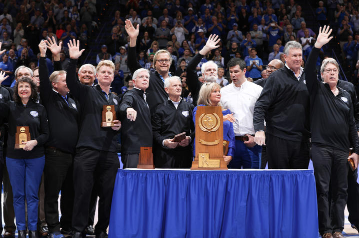 photo of UK's 1977-78 men's basketball team recognized at Rupp for 40th anniversary