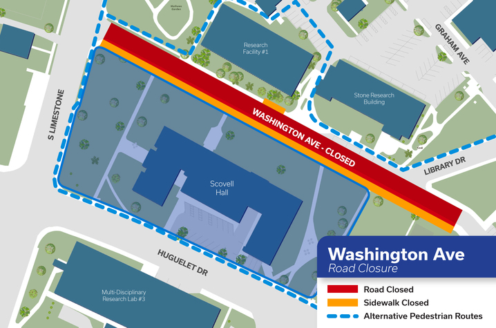 Washington Avenue is scheduled to close to traffic starting at 5 p.m. on Friday, July 25, through Sunday evening, July 27.