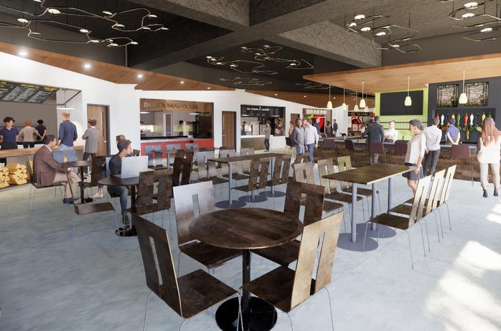rendering of food hall at Winslow facility
