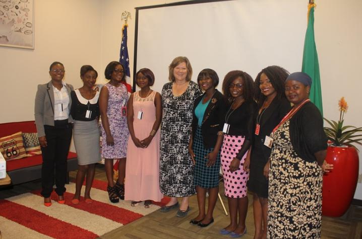 Photo of Beth Barnes in Zambia during a U.S. Embassy presentation.  