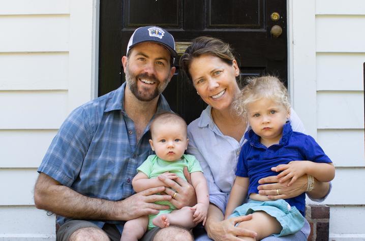 photo of the wright family in front of their home