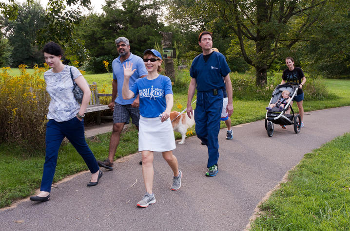 image of group walking together on a path