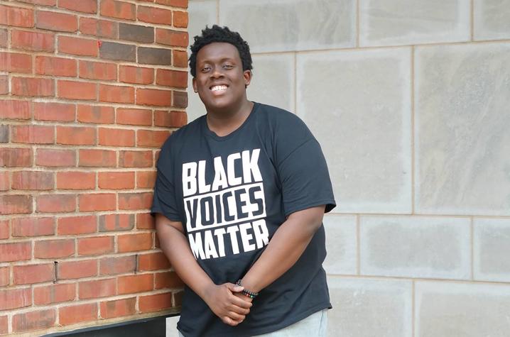 photo of Aaron Porter in Black Voices Matter T-shirt