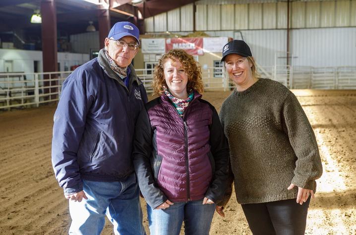 L-R: Bob Coleman, Staci McGill, Morgan Hayes at Lakeside Arena in Frankfort, Kentucky. Photo by Matt Barton, UK Agricultural Communications Specialist