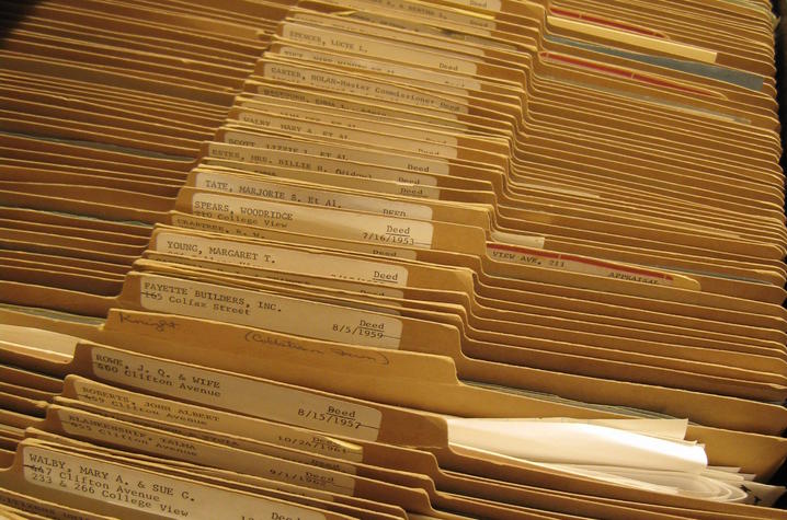photo of drawer full of deeds files