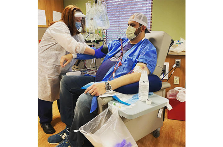 image of Chip getting dialysis at a clinic