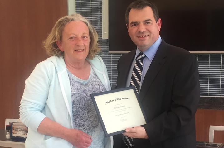 Extra Mile Award winner, Ruth Blackburn, with director of the Disabiity Resource Center, David Beach