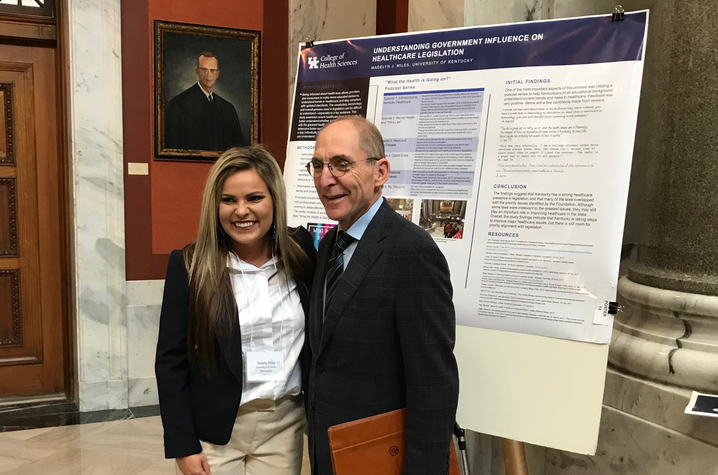 Photo of University of Kentucky College of Health Sciences student Maddie Miles, with University of Kentucky president Dr. Eli Capilouto