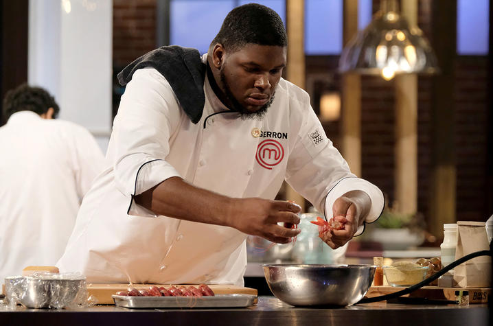 photo of Gerron cooking on Fox's "MasterChef"