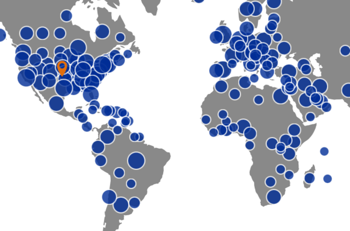 map of UK collaborators across the globe