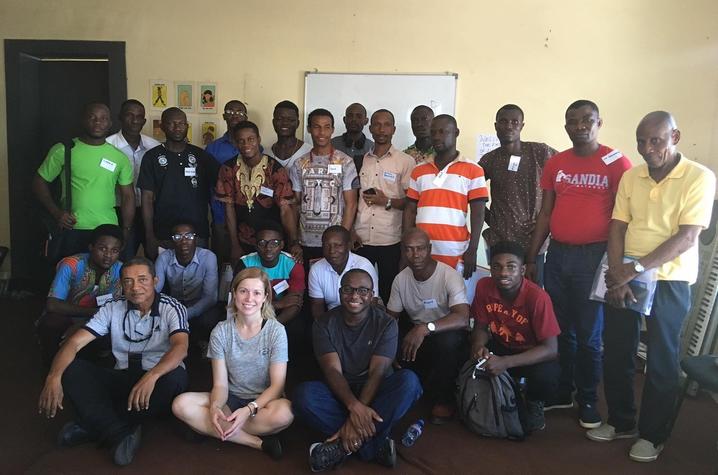 photo of Martina Vasil (second from left in front) with group of Liberian music educators