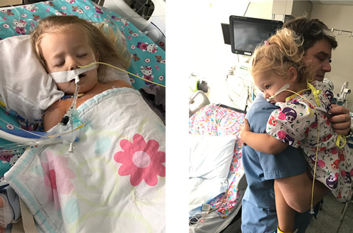 array of images showing Harper in the hospital