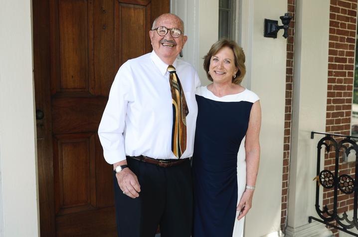 photo of Ben C. Kaufmann and Janet Zusman outside their front door