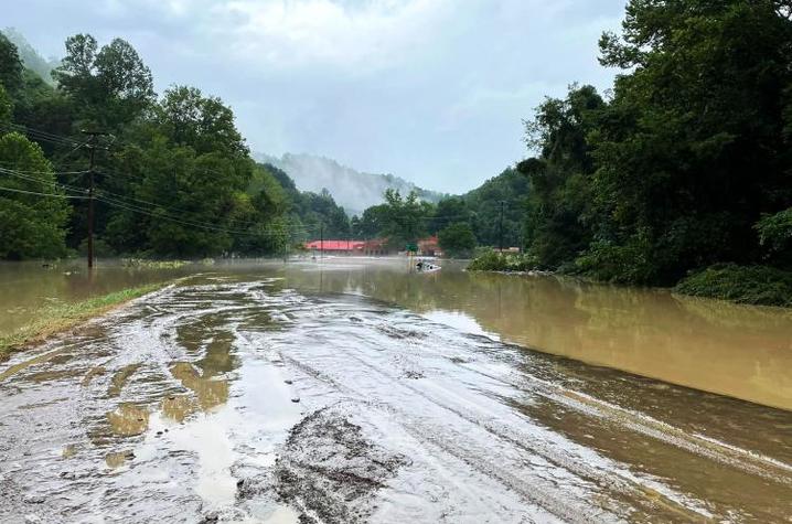 Flooding in Whitesburg, Letcher County. Photo by Shad Baker, UK extension agent for agriculture and natural resources.