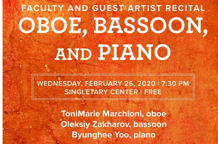 photo of poster for faculty and guest artist recital for oboe, bassoon and piano